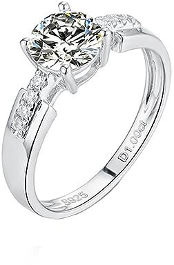 AMDXD Hochzeitsring 750 Weißgold, Antragsring Freundschaftsringe 4 Klaue 1CT Moissanite Ring Weiß, Gr.60 (19.1), Echt Goldschmuck