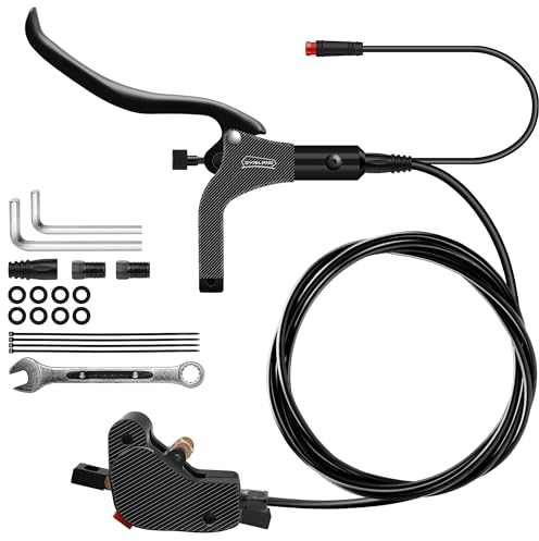 DYISLAND LD-200 2-Kolben-Hydraulik-Scheibenbremsen-Set für E-Bike, hydraulische 2-polige Bremskit, hydraulische Bremskit(mit Montagewerkzeugen und Schrauben) (Schwarz-Vorne1000mm)