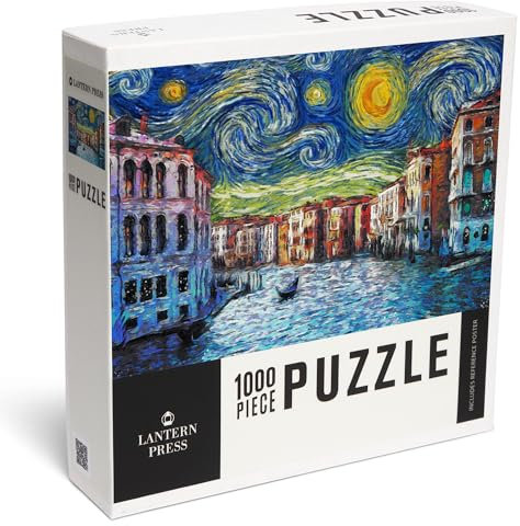 Lantern Press 1000 Piece Jigsaw Puzzle, Venice, Italy, Starry Night, Van Gogh