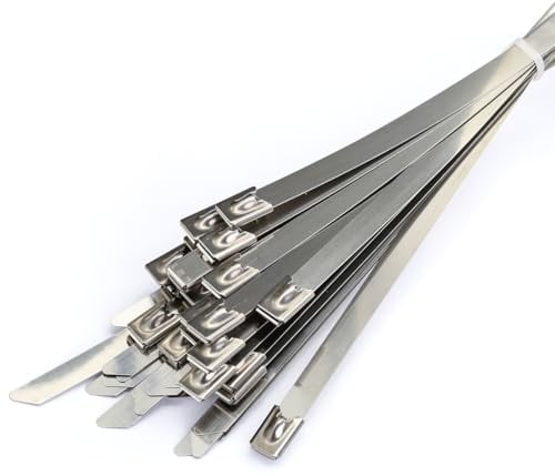 MgcTolBox Collier de Serrage Métallique 800 * 7,9mm, Serre Câble en Acier Inoxydable Argent Attaches de Câble Robustes - Zip Ties Metal - Résistance à la 120KG, Lot de 20 Pièces
