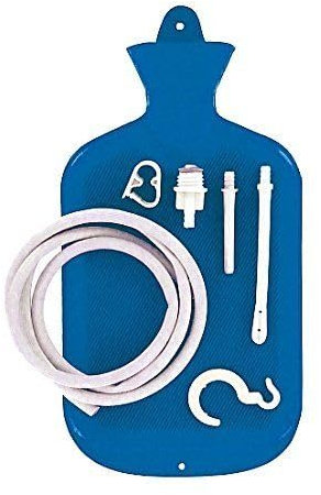 Kit de sistema de enema con botella de agua caliente, bolsa para limpieza de colon, desintoxicación y pérdida de peso para hombres y mujeres en color azul