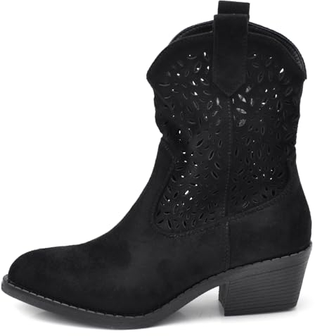 IF Fashion Scarpe da Donna Stivali Stivaletti Camperos Traforati G678 nero N.39