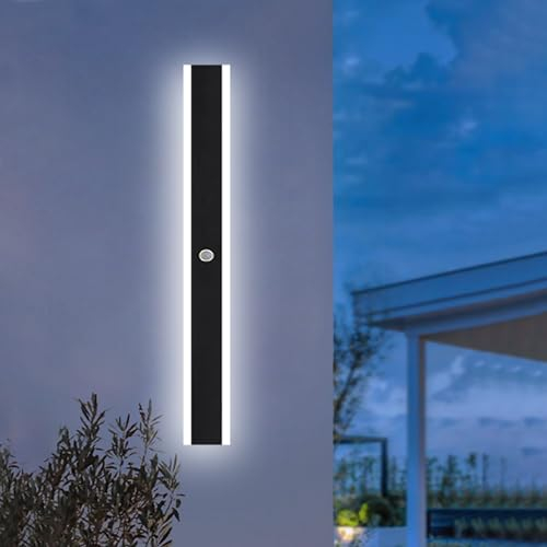 ANKBOY Lang Außenlampe mit Bewegungsmelder LED 80CM Wandleuchte Aussen Kaltweiß 6000K Wasserdicht Außenwandleuchte Hauswand Terrassen Garage Anthrazit Außenbeleuchtung, 25W