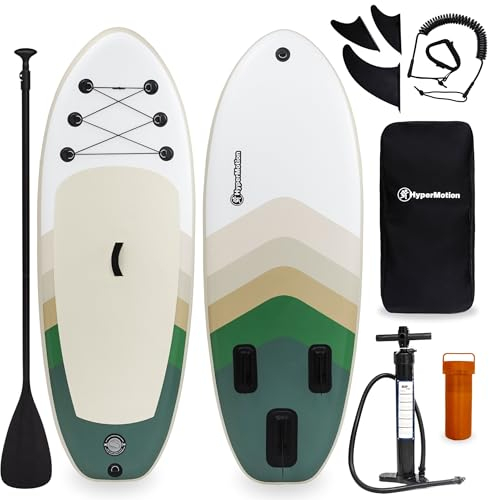HyperMotion SUP Board für Kinder 215 cm – Aufblasbares Stand Up Paddle Set mit Paddel, Pumpe und Rucksack – Belastbar bis 130 kg – Sicher, leicht und ideal für Anfänger
