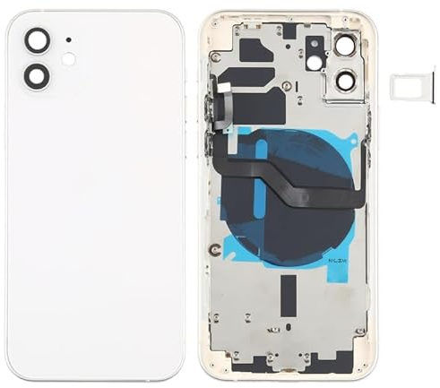 High-Tech Place - Tapa trasera de la batería (con teclas laterales y bandeja de tarjetas y potencia + volumen Flex cable y módulo de carga inalámbrica) para iPhone 12