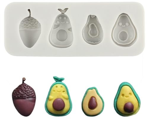 MINFEIDMS Moule À Fondant Aux Fruits Moules En Silicone D'avocat Pour La Décoration De Gâteau Au Sucre Cupcake Topper Bonbons Chocolat Pâte De Gomme Pâte Polymère