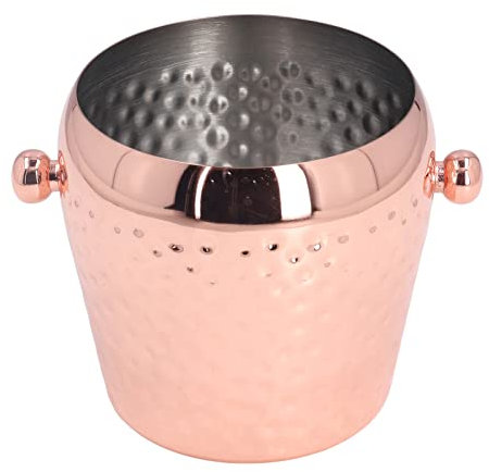 Champagne Bucket Champagne Bucket Copper Plated Capacity Stainless Steel for Pub Bar, Elegant Shiny Ice Bucket Rose Gold (Copper Plating)