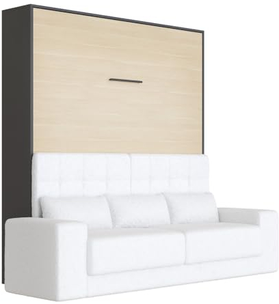 SMARTBett Schrankbett mit Weiss Sofa M1 160x200 Vertikal