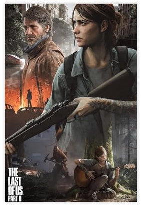 The Last of Us Part II Game Cover-Wandposter auf Leinwand, Poster, Wandkunst, Dekordruck, Bild Gemälde für Wohnzimmer, Schlafzimmer, Dekoration, ungerahmt, 40 x 60 cm