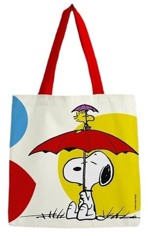 Baumwolltasche Premium Paper, Peanuts mit rotem Schirm (38 x 38 cm)