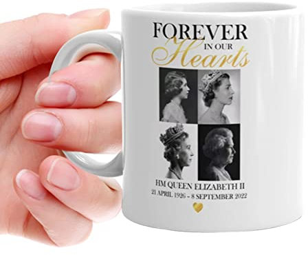 TEE-Tasse Geburtstag Platin - Teller mit Königin Elizabeth, Keramik Geburtstag Tasse zum Sammeln | Tasse mit Königin Elisabeth, Münze mit Königin Elisabeth, Gedenktasse in