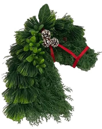 Pferdekopf-Weihnachtskranz, Pferdekopf- - Künstlicher Pferdekopf-Weihnachtskranz | Saisonale Dekoration, Tannenzweige, Weihnachtskranz für den Außenbereich, Türkränze für das Bauernhaus