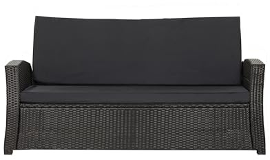 Setgarden® Bankkissen Sitzkissen für Gartenbank polyrattan, Bequeme Sitzkissen für Gartenbänke – ideale Gartensofa Polster für Hollywoodschaukel (Schwarz, 100x50x50 cm)
