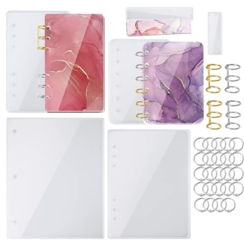 Joskeijky Großer Notizbucheinband, Epoxidharz-Silikonformen, A4, A5, A6, A7, Lesezeichen, Lose Blätter, Ring-Set, DIY-Gusswerkzeug