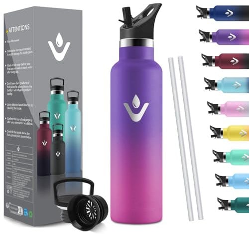 HoneyHolly Stainless Steel Drinking Bottle, 750 ml, BPA-Free, Thermos Flask, Leak-Proof Insulated Flask, Double Walled, Water Bottle, Thermal Mug with Straw, Suitable for Carbonated Drinking Bottle