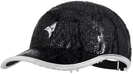 PIVOTWING Wasserdicht Cap Herren Damen, Unisex Upf50+ Basecap Uv Schutz Reflektierend, Faltbar Kappe Allwetter Baseball Cap Cappy Männer Regenhut, für Running Golf Angler Wander Fischer, Schwarz 58