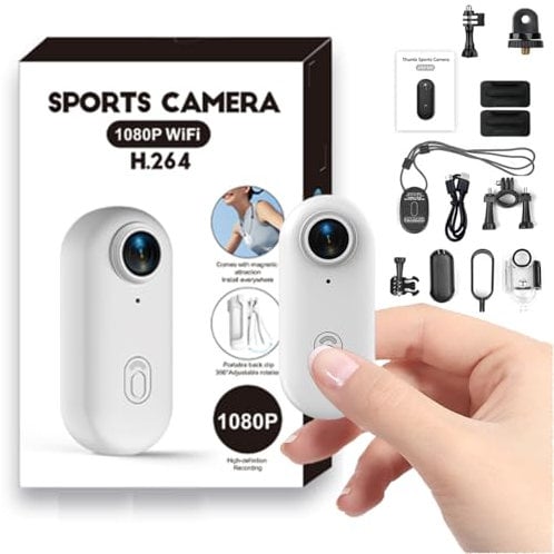 Winnes 1080P Wearable Mini Action Camera EIS Stabilization,120° Wide Angle Lens, Waterproof 30M Underwater, Hands-Free, WiFi, Vlogging POV Video Recorder Cycling, Motorbike Helmet Sports Camera