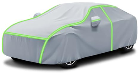 Komplett Autoabdeckung für Seat Alhambra | 4854 x1904 x1720 mm, Passgenaue Autoplane Outdoor Wetterfest Winddicht Schneedicht Frostdicht Mit grünen Reflektorstreifen
