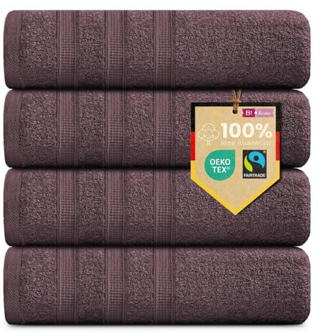 B!HOME 4er Set Premium Handtücher [100% Baumwolle] 50x100 cm, Bordeaux/rot | Handtücher Weich, Saugstark & Pflegeleicht / Handtuch Perfekt für Bad, Gym & Reisen