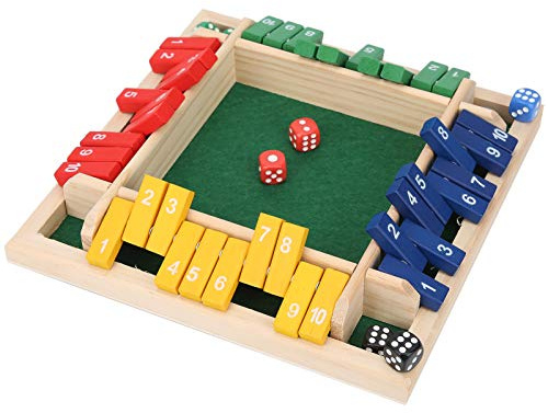 Shut The Box Brettspiele, Würfelspiel für 4 Spieler, Klassische Familien Tischspiel aus Holz mit 8 Würfeln für Klassenzimmer, Zuhause und Partys (A)