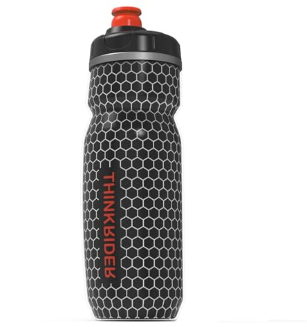 ThinkRider Botella para Bicicleta de Doble Pared Aislante con Conservación Fría, 620 ml, Polipropileno, para Bicicleta de Carretera(Negra)