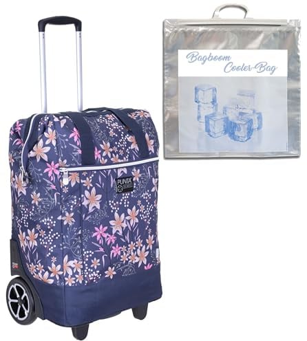 Punta Big Wheel Einkaufstrolley Shopping Trolley 10303 3000 Pflaume +t | Wildflower Blume Einkaufsroller Markt Korb Schwimmbad Saunatrolley + Thermotasche