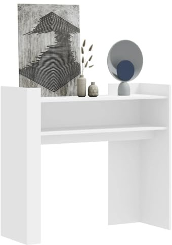 VIHHQGC Table console blanche 100 x 35 x 90 cm en bois avec support mural, table de couloir classique avec espace de rangement, meuble de salon durable pour articles de décoration et rangement