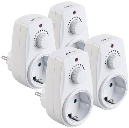 revolt Dimmersteckdosen: 4er-Set Dimmer-Steckdose für dimmbare Tisch- und Stehlampen (230 Volt) (Licht-Dimmer Steckdose, Steckdosen-Adapter mit)