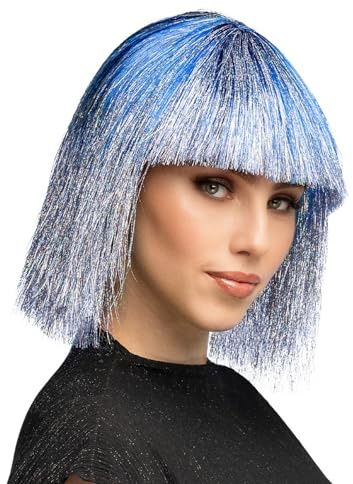 Boland - Lametta Perücke Crazy | Bob Frisur mit Pony für Kostüm, Karneval und Cosplay, 70er Jahre