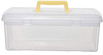 2X Utility Box with Yellow Handle, Plastic, Natural, 5 Litre