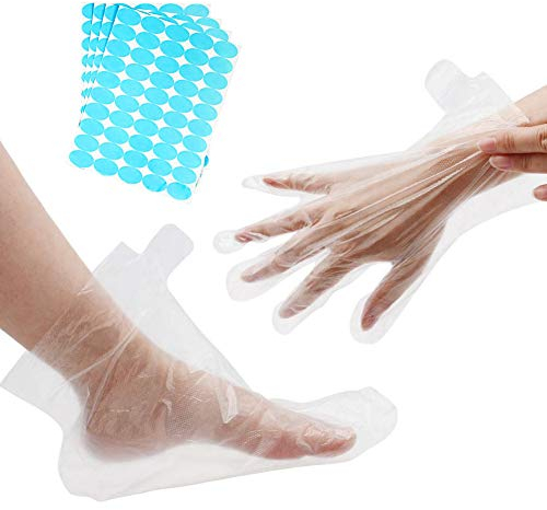 Paraffinwachs-Badeset,200 Paraffin-Badeeinlagen, 100 transparente Handschuhe und 100 Stück Babyschuhe, Kunststoff-Schutzeinlagen für Paraffinwachs,Hot Spa Salon Haarfärben,Handschutzhandschuhe