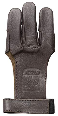 Bear Archery Guanto da tiro tradizionale con l'arco a 3 dita, in pelle, grande, nero, (ASG101L)