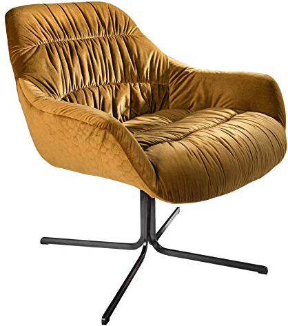 Invicta Interior Design Relax-Sessel Big Dutch senfgelb Samt mit Armlehnen Retro Stil Bürostuhl Stuhl