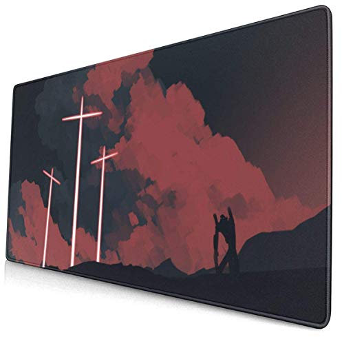 LFLLFLLFL XXL Mousepad, Gaming Mouse Pad, Neon Genesis Evangelion Waterproof, Optimal Sliding Surface, Non-Slip Gaming Mat, Improves Precision and Speed, 800 x 300 x 3 mm