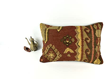 Kelim Kissen 40x60 cm Handgefertigt Kissenbezüge Türkisch Lendenkissen Dekorative Kissenhülle Dekokissen Zierkissen Sofakissen Teppiche Ethnische Kilim Kissenbezug code 3917