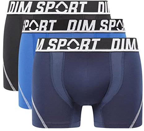 DIM Boxer Homme Sport Micro Thermorégulation x3, Noir/Bleu De Berlin/Bleu Cyan, M