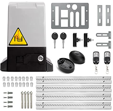 Blütezeit Apriporta scorrevole automatico da 4000 libbre alimentato da rack 1HP con 2 telecomandi sensore a infrarossi, motore elettrico porta scorrevole, kit completo operatore