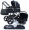 Pixini Kinderwagen Kalani 3in1 Kombikinderwagen, inkl. Babywanne & Buggy & Auto-Babyschale & Cupholder (grau/schwarz)