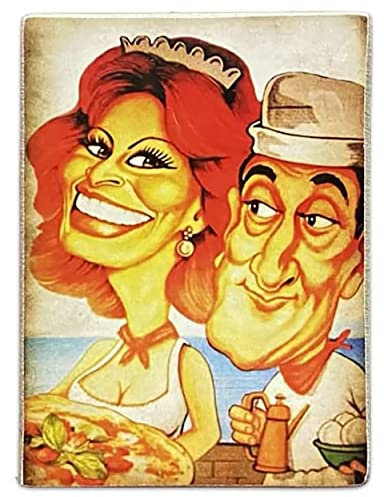 Kustom Art Magnet (Magnet) Serie berühmte Schauspieler Sophia (Sofia) Loren Totò Karikatur im Vintage-Stil für Kühlschrank/Garage/Bar, Druck auf Holz 10 x 6 cm