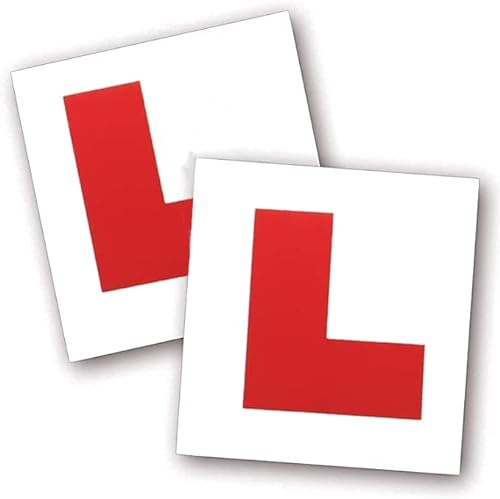 BARGAIN FACTORY Pack of 2 L Plates Strong Magnetic Back for Vehicles for Car Learning Driver, No Melting No Blow off Easy to Move without Scratching Painting off (L-Plates)