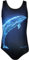 Aquarti Mädchen Badeanzug mit Ringerrücken Print, Farbe: Delfin Digital Blau/Schwarz, Größe: 164