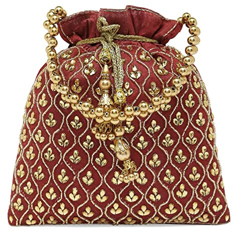 Aheli Potli-Tasche, Geschenk für Frauen, handgefertigt, Abend-Handtasche, stilvolle Braut-Geldbörse, modische Tasche