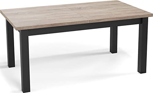WFL GROUP Moderner Rechteckiger Ausziehbarer Esstisch - Platzsparend - Schwarze Holzbeine - 120 bis 160 cm - Hergestellt in EU - 120 x 67 cm - Sonoma Eiche
