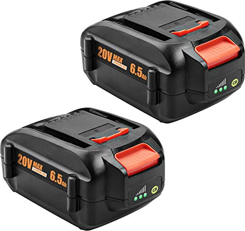 2 batterie di ricambio da 6,5 Ah 20 V per Worx 20 V WA3578 WA3575 WA3520 WA3525 WG151s WG155s WG251s WG255s WG540s WG545s compatibile con batterie Worx 20 V