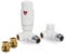 Thermostatic TRV Corner White Radiator Valves 1/2 x 15mm with Brass Radiator Reducer Compression Valve - 15mm to 10mm