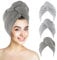 KinHwa 3 Pack Microfibre Hair Towel Wrap Super Absorbent Hair Turban with Buttons Soft, Anti Frizz Caps for Women, Thick, Long, Wet Hair 65 x 25 cm Waffle Stripes