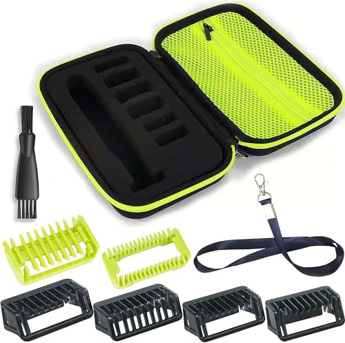 Aufsätze Set mit Tasche für Ph-ilips One Blade OneBlade QP2520/90/70 Ersatzklingen, Ph-ilips Oneblade Ersatzklingen 1/2/3/5mm, Trimmaufsatz für den Körper, Gesichtshaartrimmer Ersatz mit Lanyard