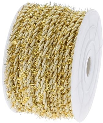 Ficelle de Noël pailletée de 20 mètres pour Emballage Cadeau, Boulanger, Ficelle d'emballage de Vacances, Ficelle pour Emballage Cadeau, décorations de Noël - Doré