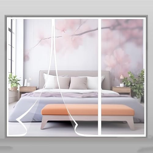 MagnéTique Moustiquaire Moustiquaire Porte, 280x220cm Fenetre Magnetique Store Moustiquaire pour Couloirs Portes Blanc