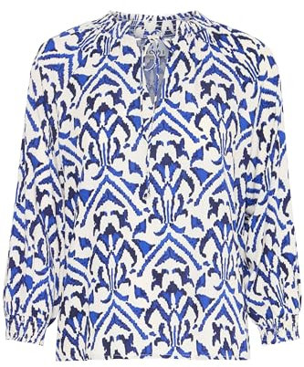 ICHI IXSAMSINA MS Damen Bluse Blusenshirt mit 3/4-Arm V-Ausschnitt Kordel Regular fit, Größe:38, Farbe:Strong Blue (184051)